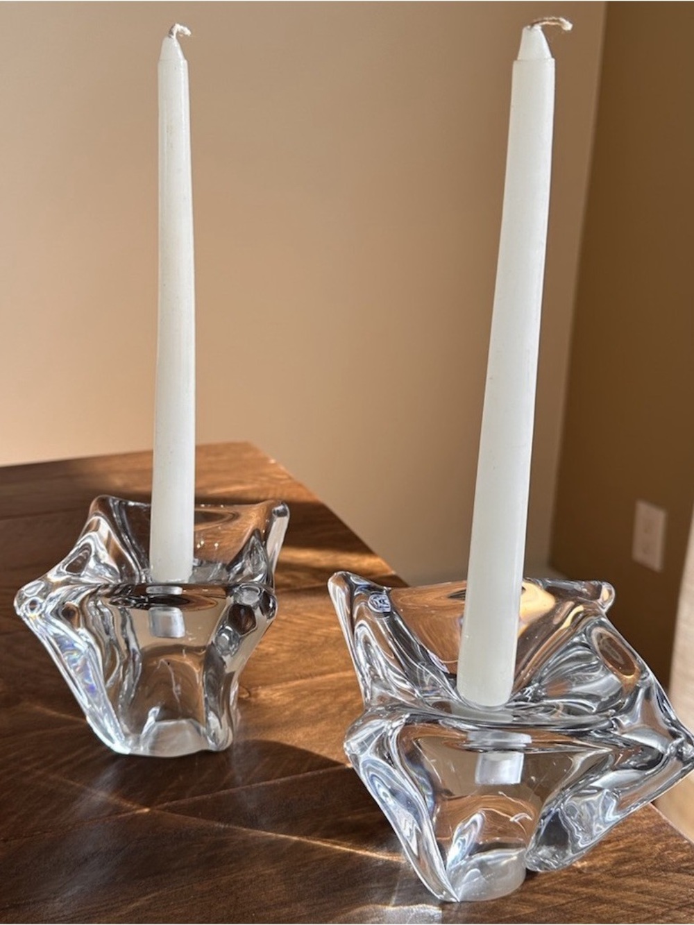 Vintage Daum France Crystal Candle Holder set